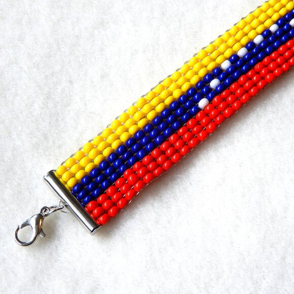 Venezuela Venezuelan flag bead bracelet, handmade, adjustable length - Picture 4 of 5
